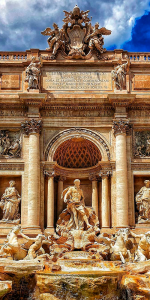 Foto de uma fonte histórica de Roma.