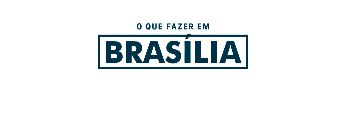 Gif com texto "O que fazer em Brasília" e um movimento de cores ao fundo com a silhueta da cidade em frente.