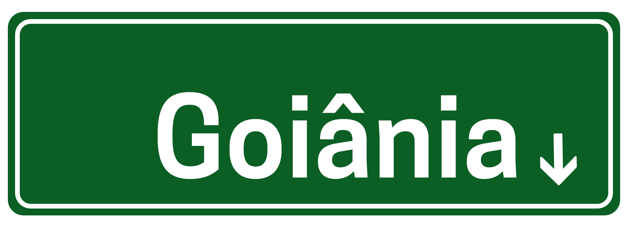 Illustração imitando placa de rua escrito "O que fazer em Goiânia"
